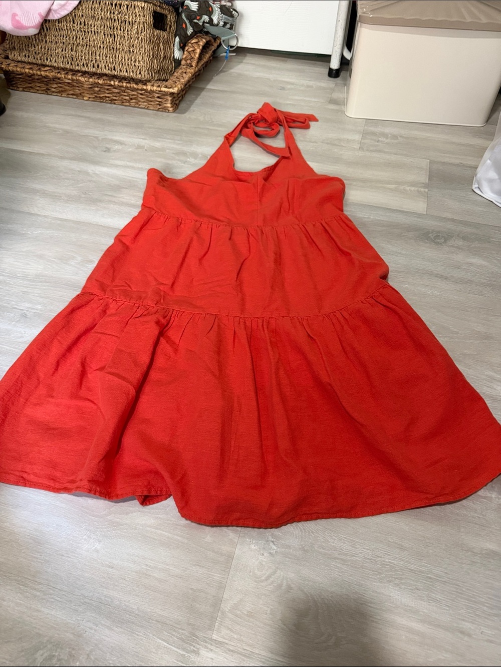 American Eagle Outfitters Red Tiered Halter Dress  size large